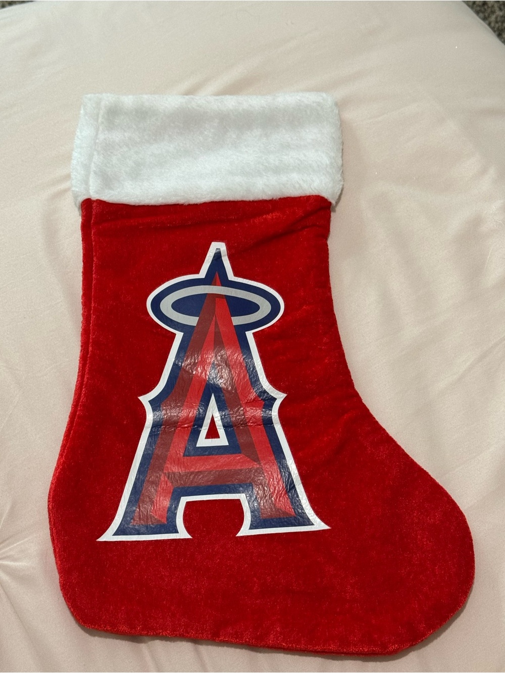 Angels Red and White Holiday Stocking